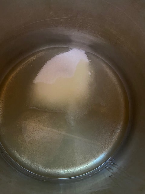 sugar and oil at the beginning