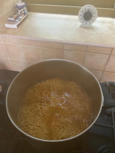 noodle mixture with eggs