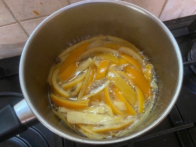 peels in syrupy liquid