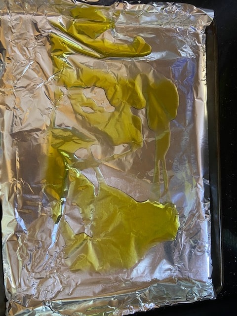 olive oil on baking tray