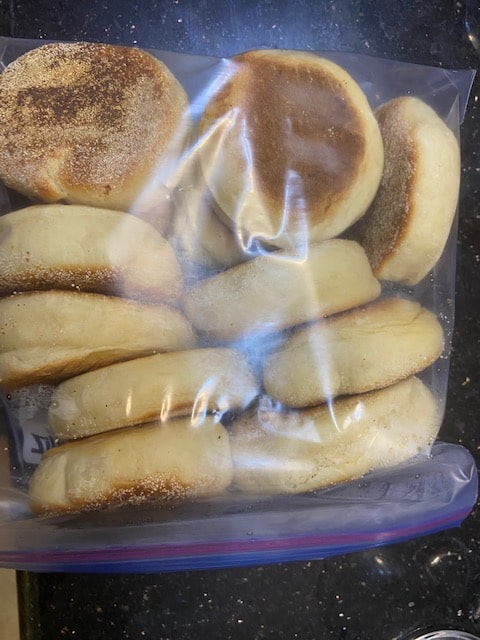 English muffins ready for the freezer