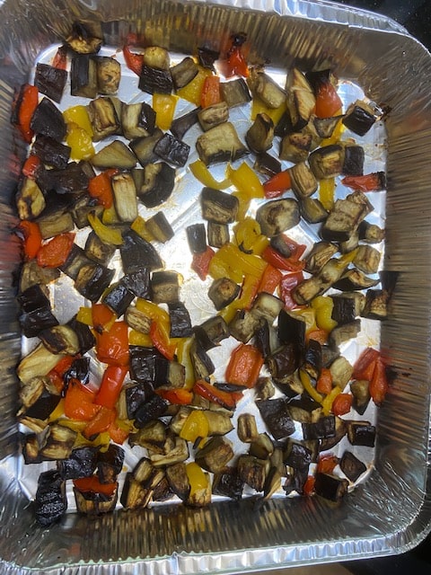 roasted eggplant and peppers
