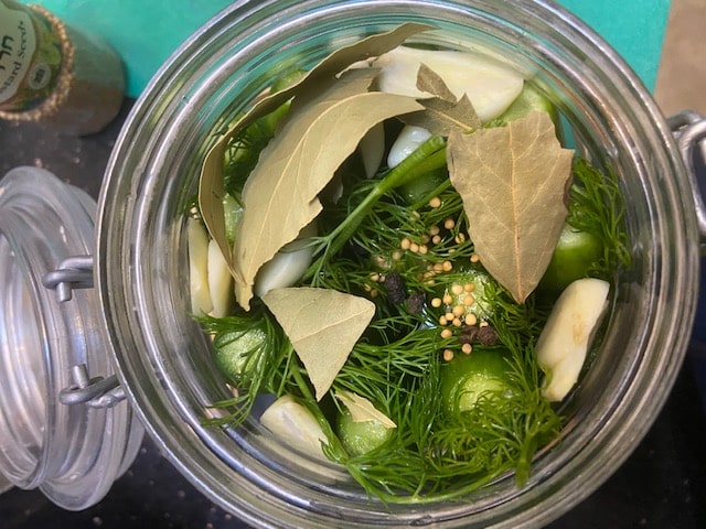 brine covered cucumbers