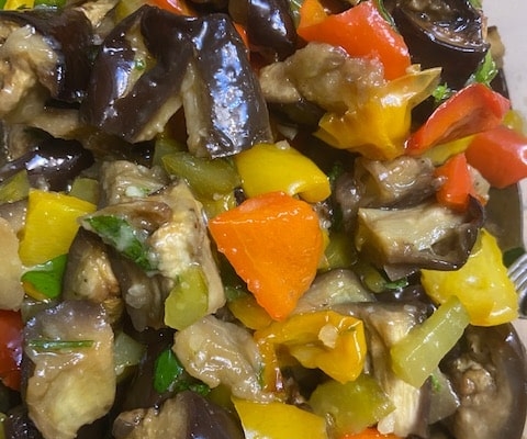 red pepper and eggplant salad