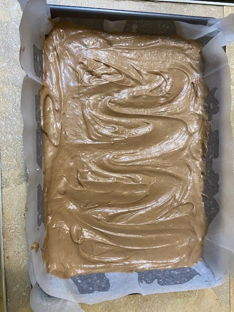 batter smoothed into pan