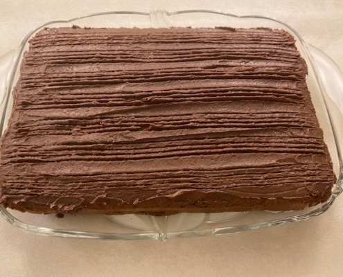 Chocolate cream topped chocolate chiffon cake