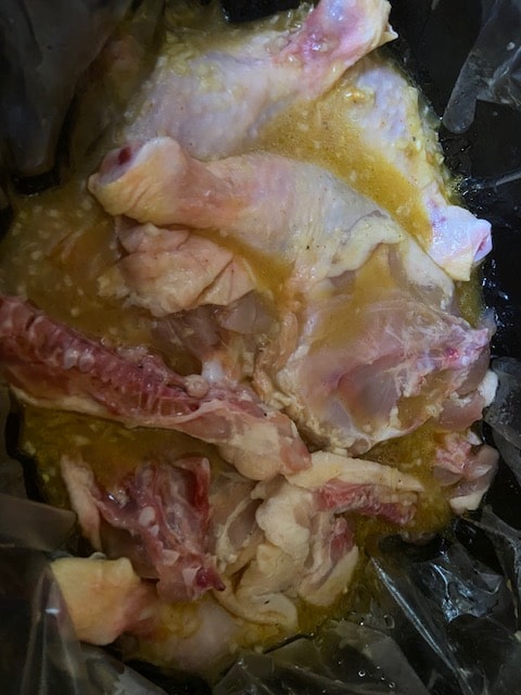 submerging the chicken