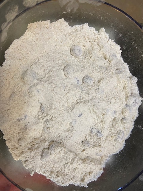 flour mixture coated blueberries