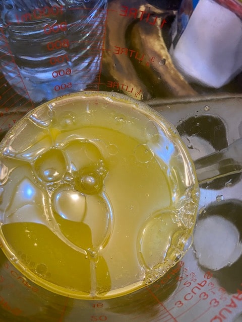 the wet ingredients whisked till smooth