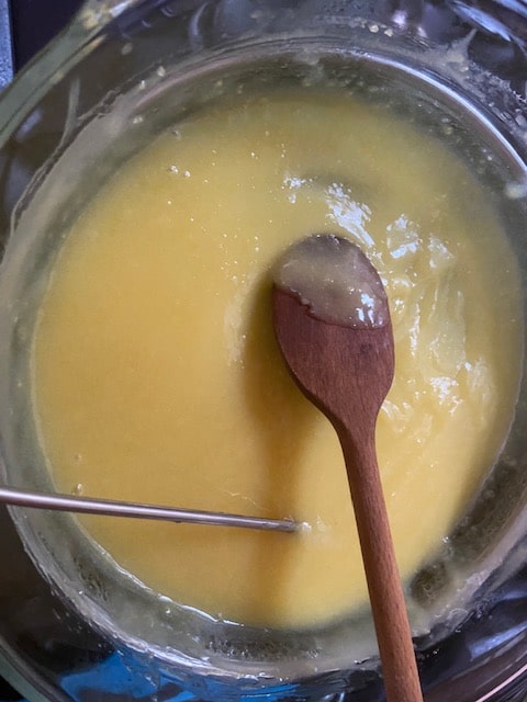 and it's thickened up and coats the back of your spoon