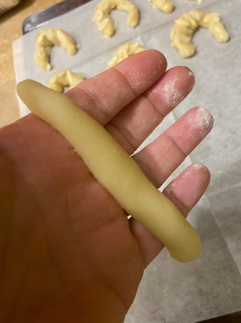 roll dough into a snakelike log