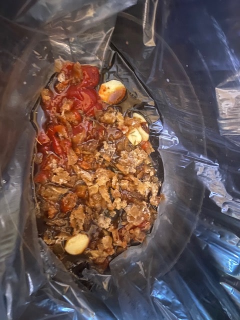 Sauce in slow cooker bag