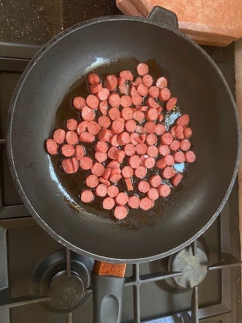 briefly sauteeing the kubanos