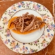 Pulled brisket in sweet potato boats