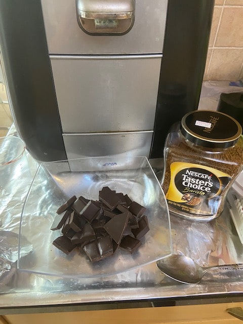 chocolate and coffee in bowl
