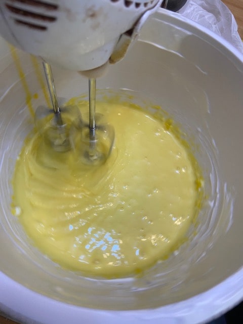 yolks beaten with sugar till pale
