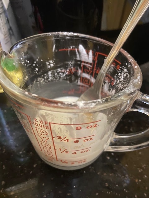 stirring water and cornstarch till smooth