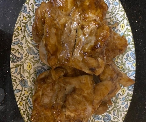 Skinless, boneless thighs in homemade teriyaki sauce