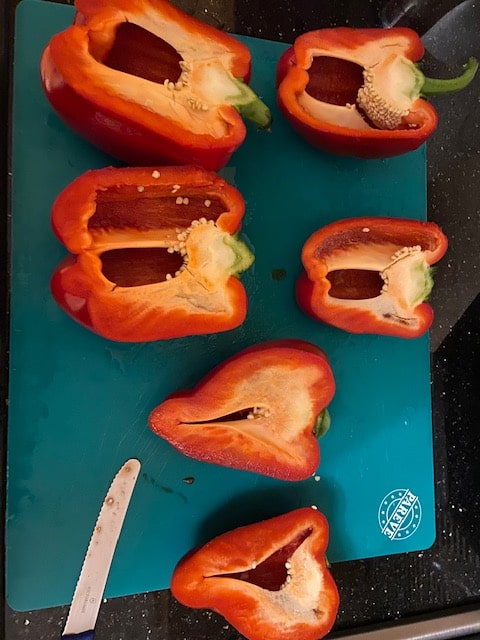 peppers sliced in half