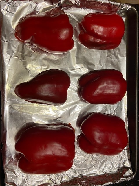 peppers cut side down