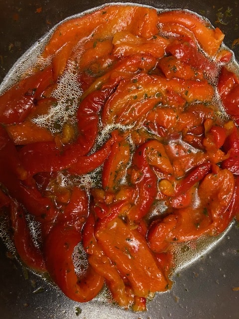 roasted pepper salad marinating