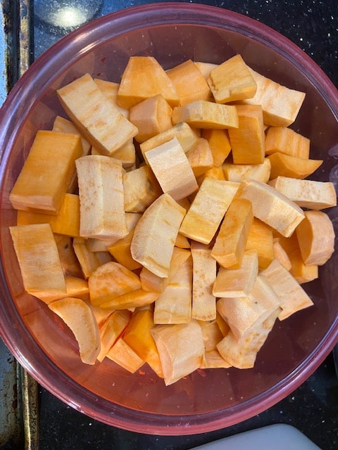 cubed sweet potatoes