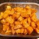 Oven fried sweet potato cubes in sweet chili and sesame