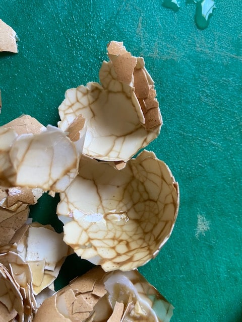 This is the marbling effect after you have already marinated the eggs at least 6 hours or overnight