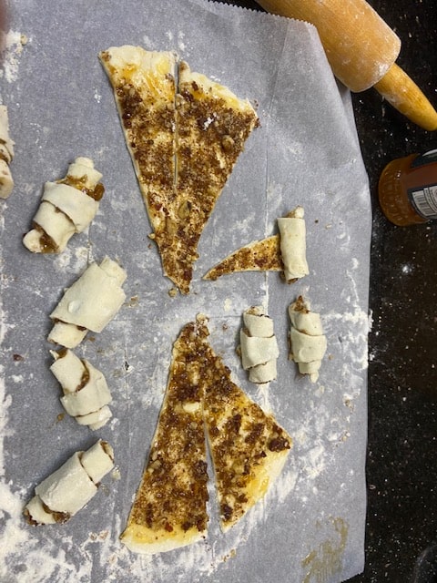 rolling up the rugelach