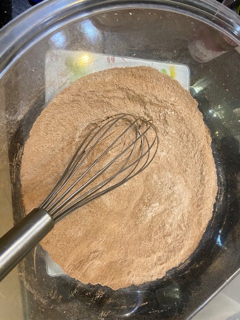 whisk the flour, salt and cocoa together