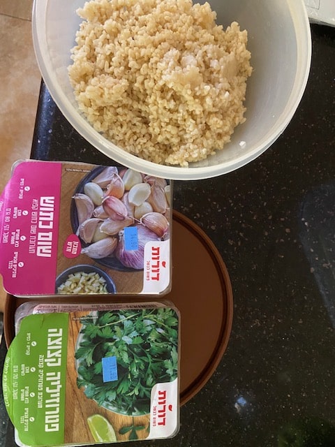 adding the garlic and parsley