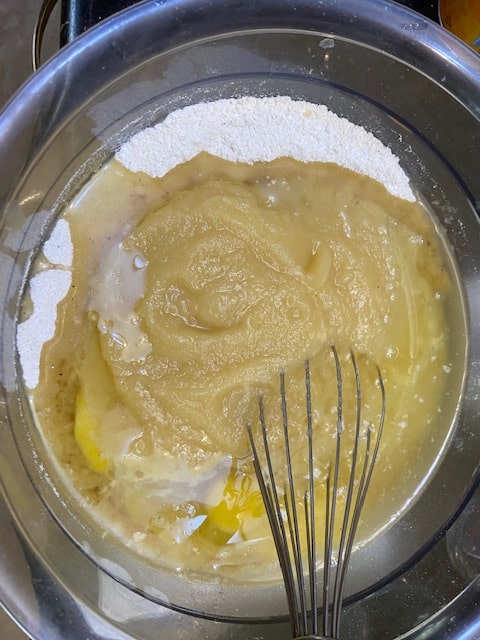oil, applesauce and eggs 