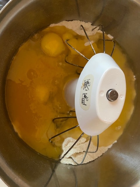 wet ingredients on dry
