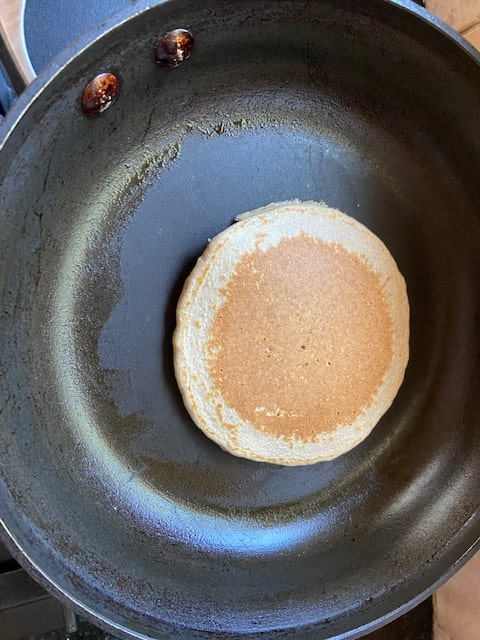 one side is cooked