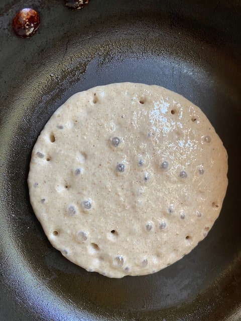 bubbles forming on top of pancake