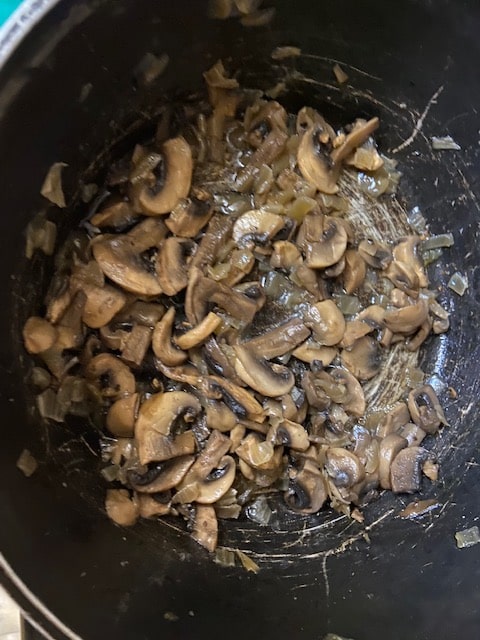 cooked mushrooms and onion