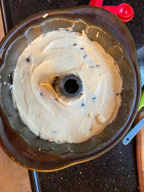 Batter in prepared pan