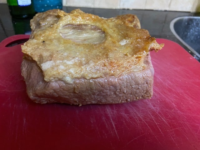 Cooked beef resting