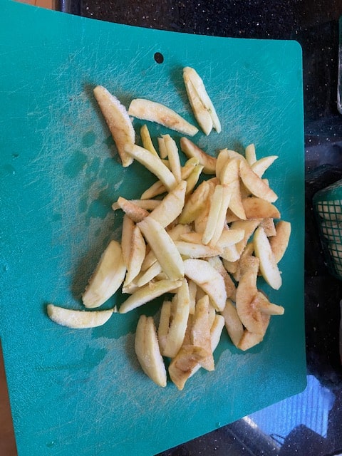 peeled, cored apples