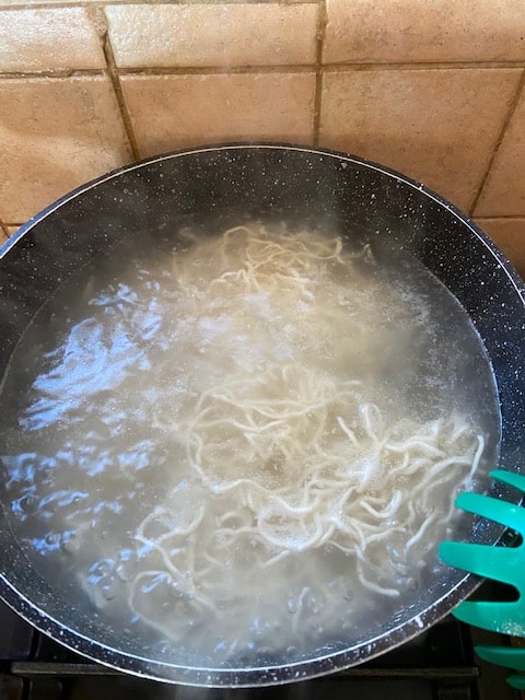cooking the noodles