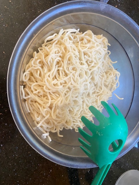 cooking the noodles