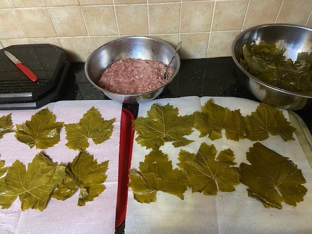 your assembly line grape leaves etc.