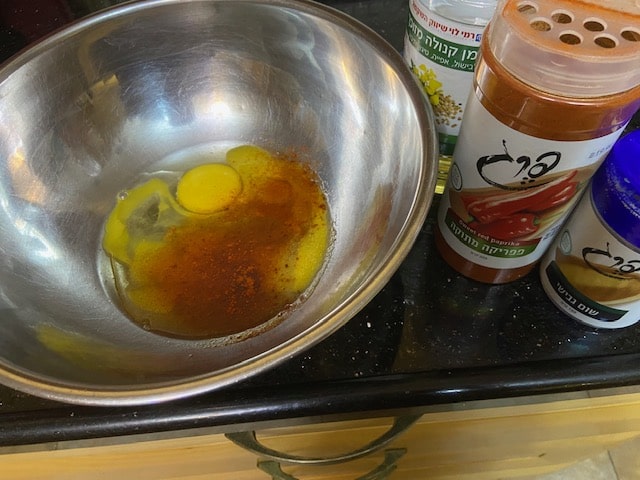 eggs, oil and spices