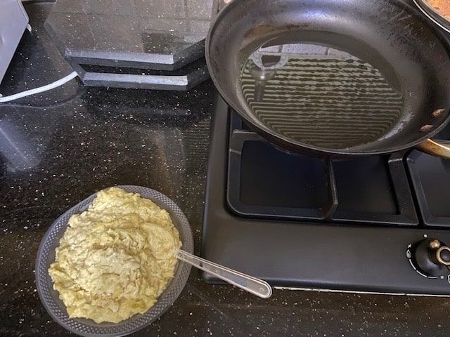 getting ready to fry the fritters