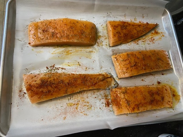 rub the spices into the fish