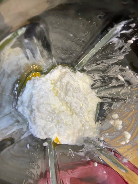 eggs, cottage cheese, juice, sugar