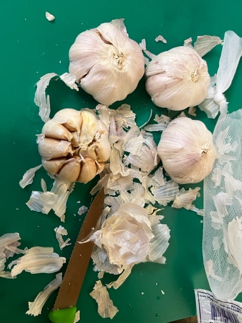 removing the papery outer skin