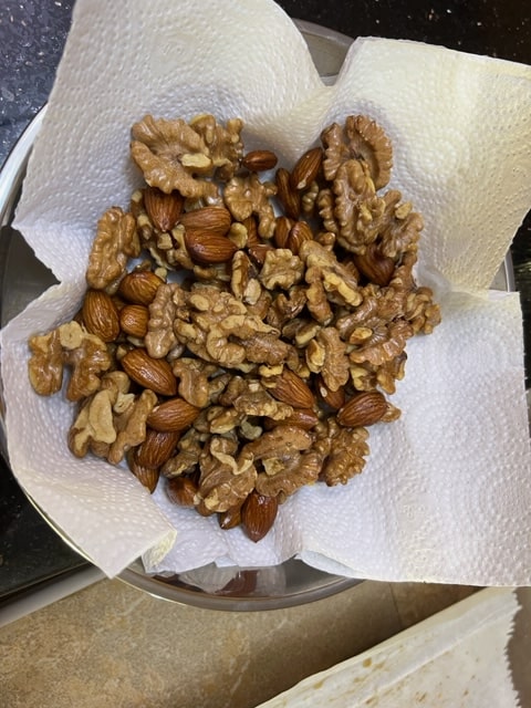 toasted almonds and walnuts
