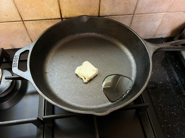 pan with oil and butter