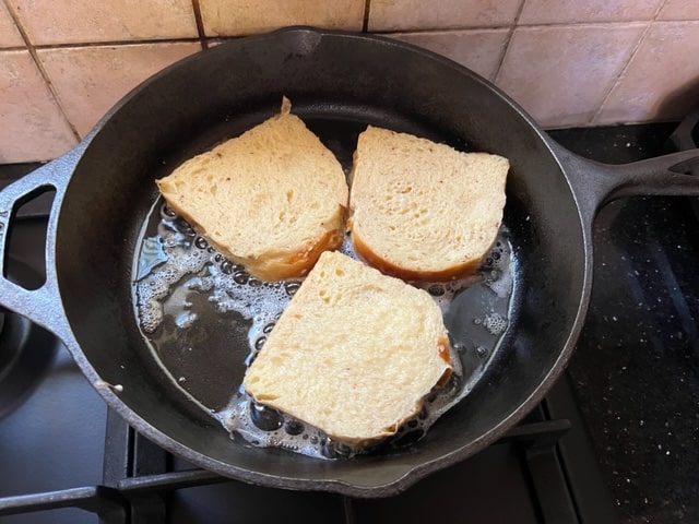frying the French toast